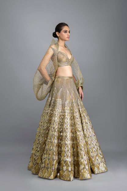 Structured Corded Top And Cape With Skirt