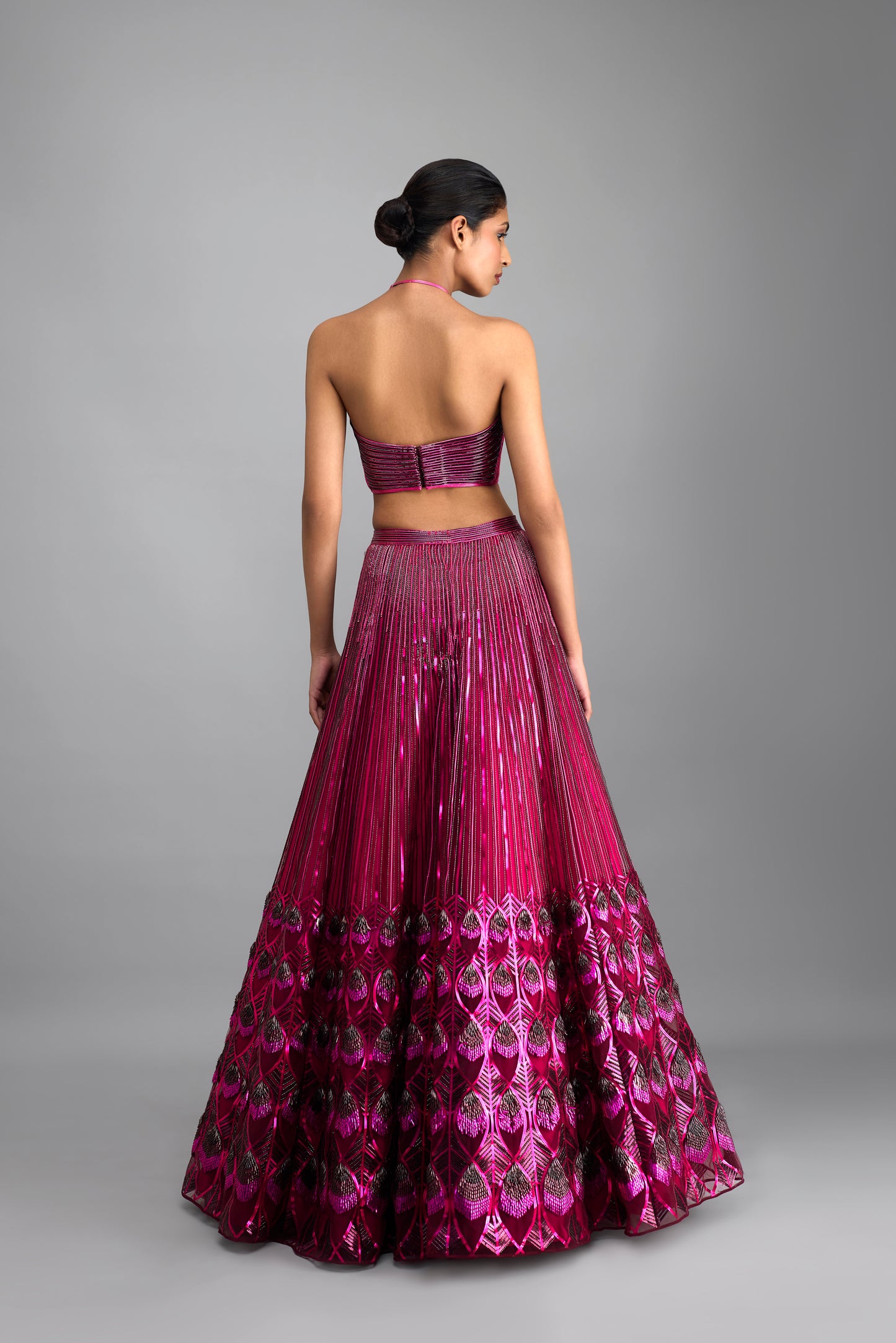 Metallic Tesselation Halter Top And Corded Cape with Skirt