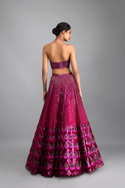 Metallic Tesselation Halter Top And Corded Cape with Skirt