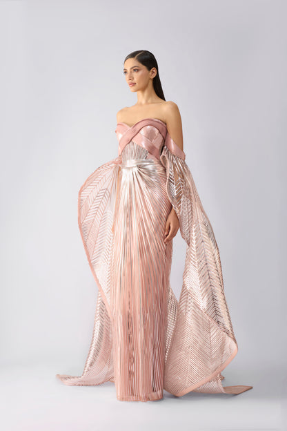 Metallic Gown With Sunray Wings
