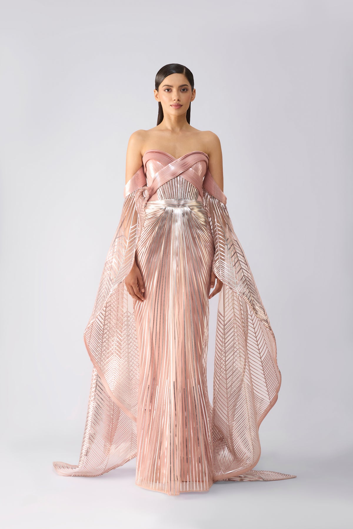 Metallic Gown With Sunray Wings
