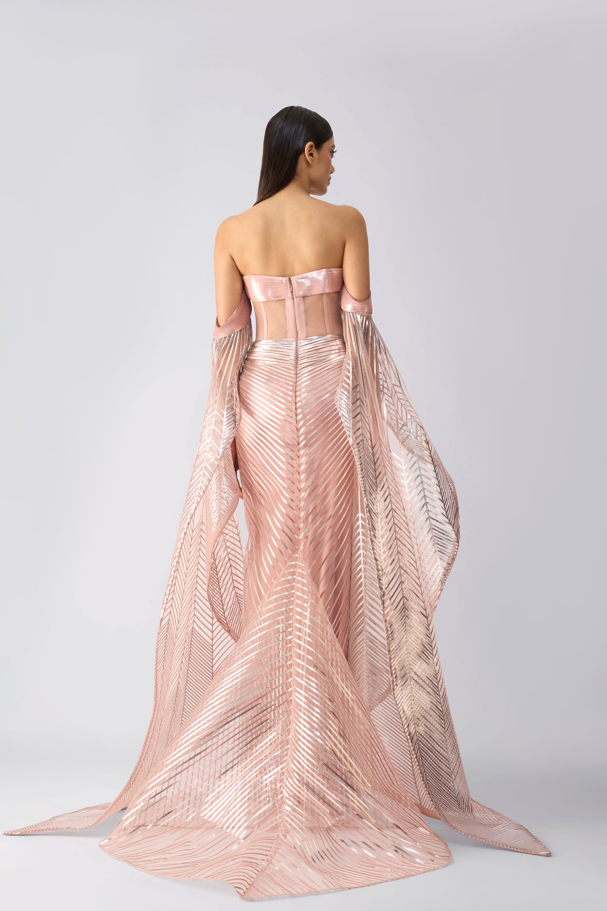 Metallic Gown With Sunray Wings
