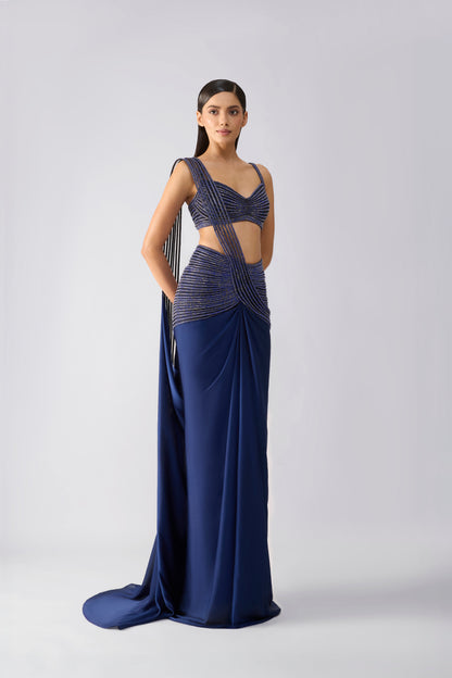 Moulded Crystalvein  Saree