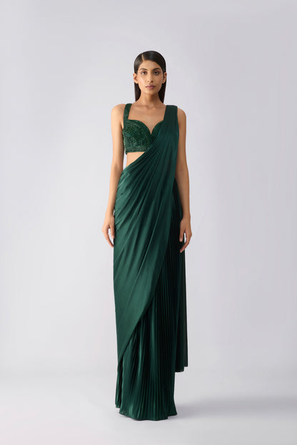 Moulded Metallic Top And Draped Saree
