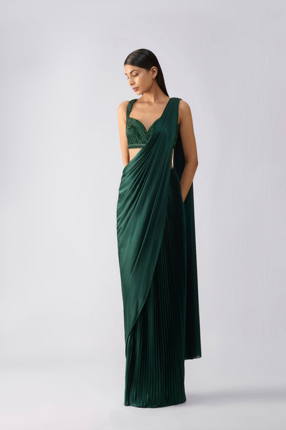 Moulded Metallic Top And Draped Saree
