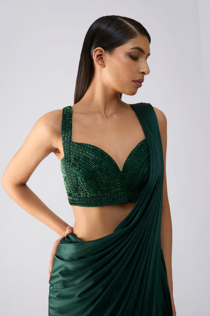 Moulded Metallic Top And Draped Saree