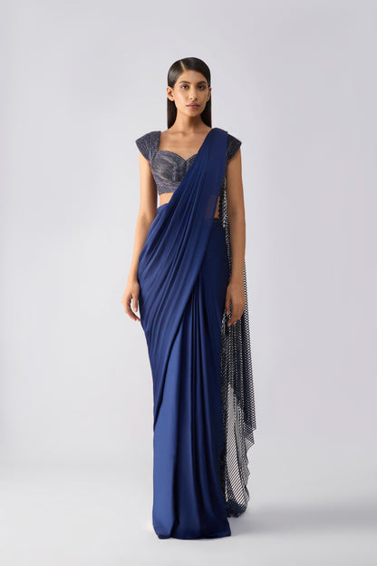 Moulded Metallic Top And Draped Saree