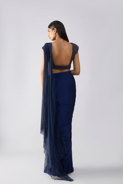 Moulded Metallic Top And Draped Saree