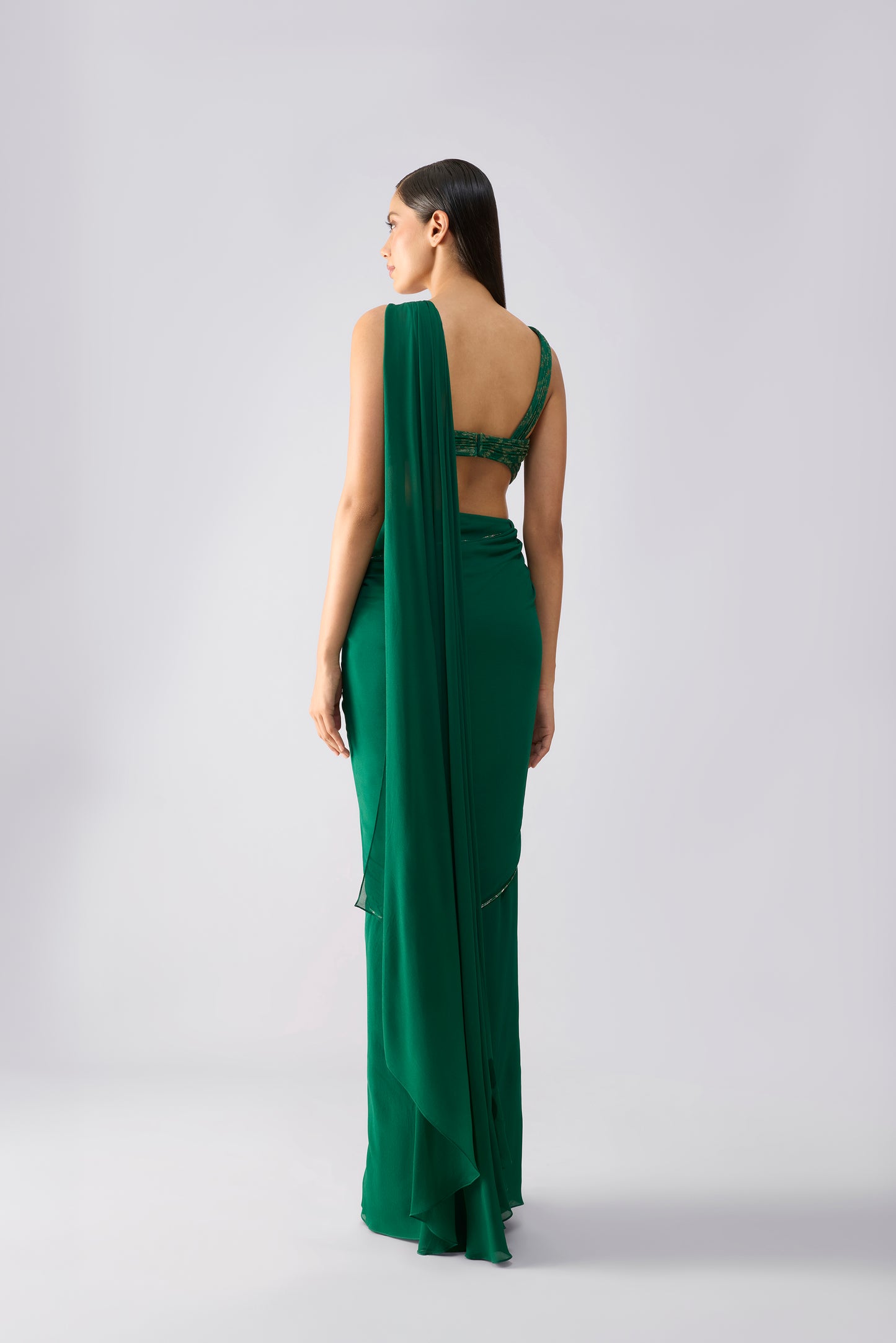 Moulded Metallic Top And Draped Saree