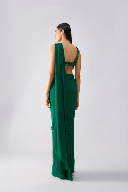 Moulded Metallic Top And Draped Saree