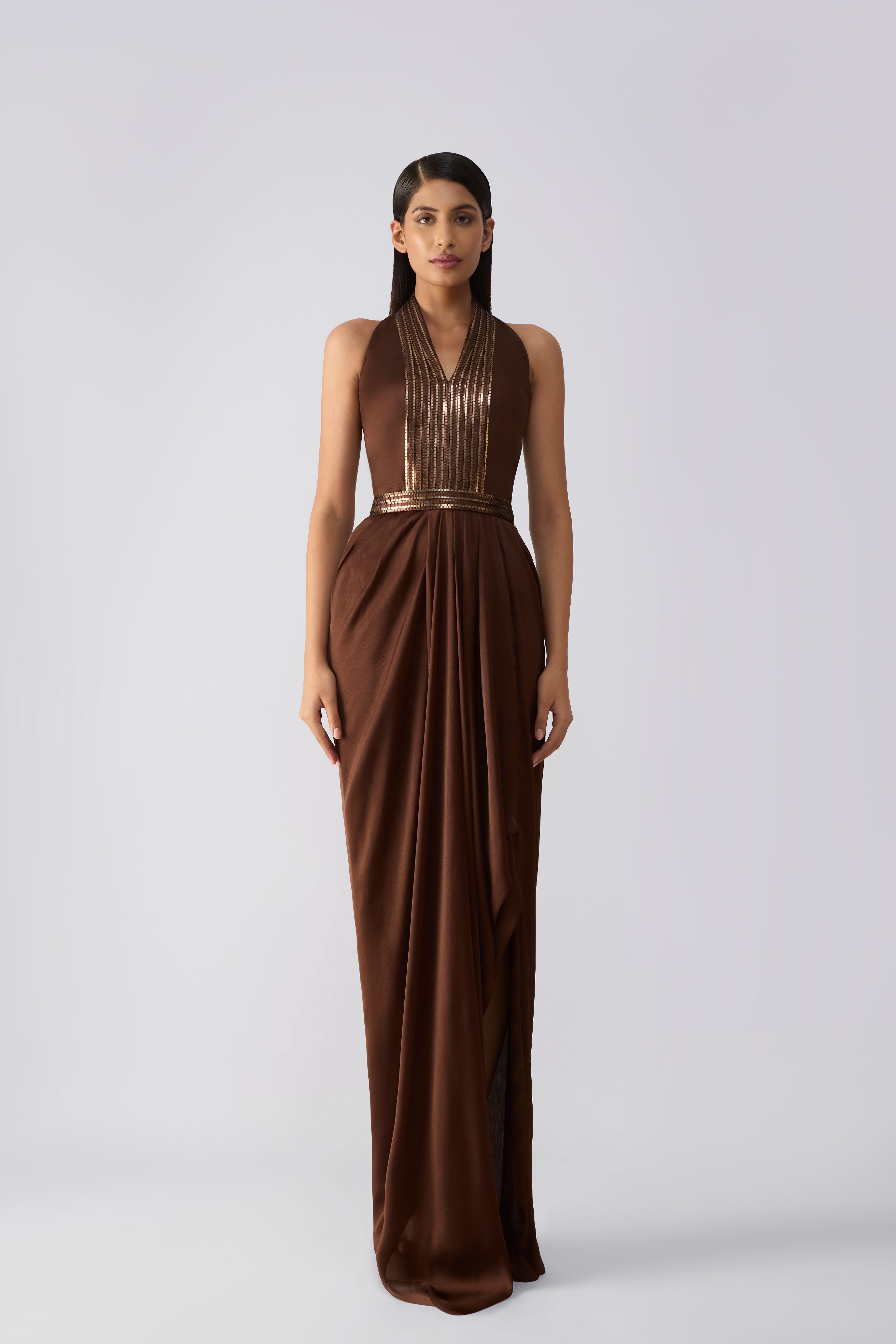 Metallic Micro Pleated Dress