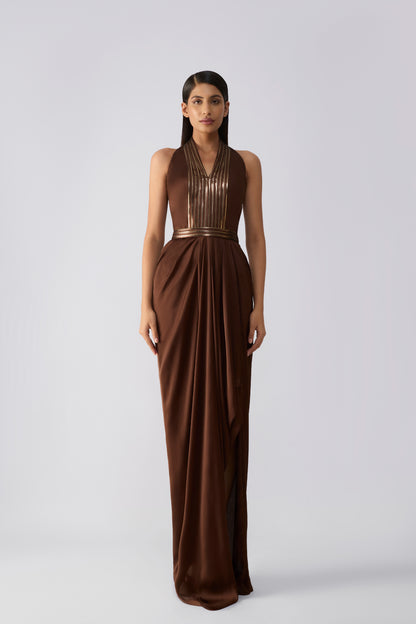Metallic Micro Pleated Dress
