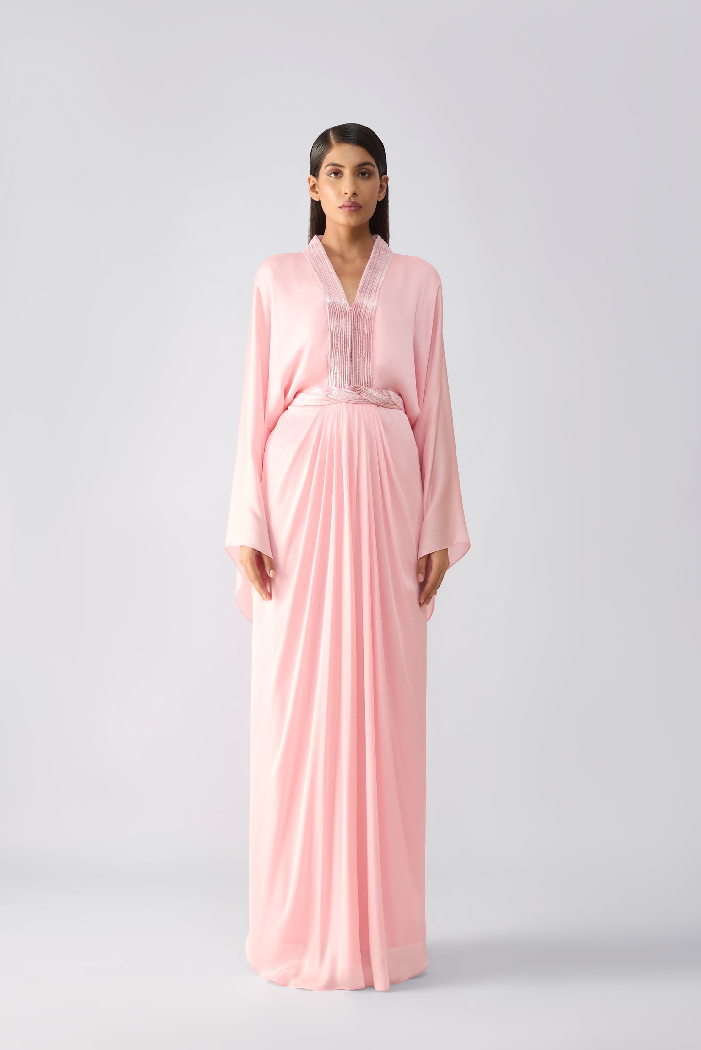 Metallic Micro Pleated Layered Dress
