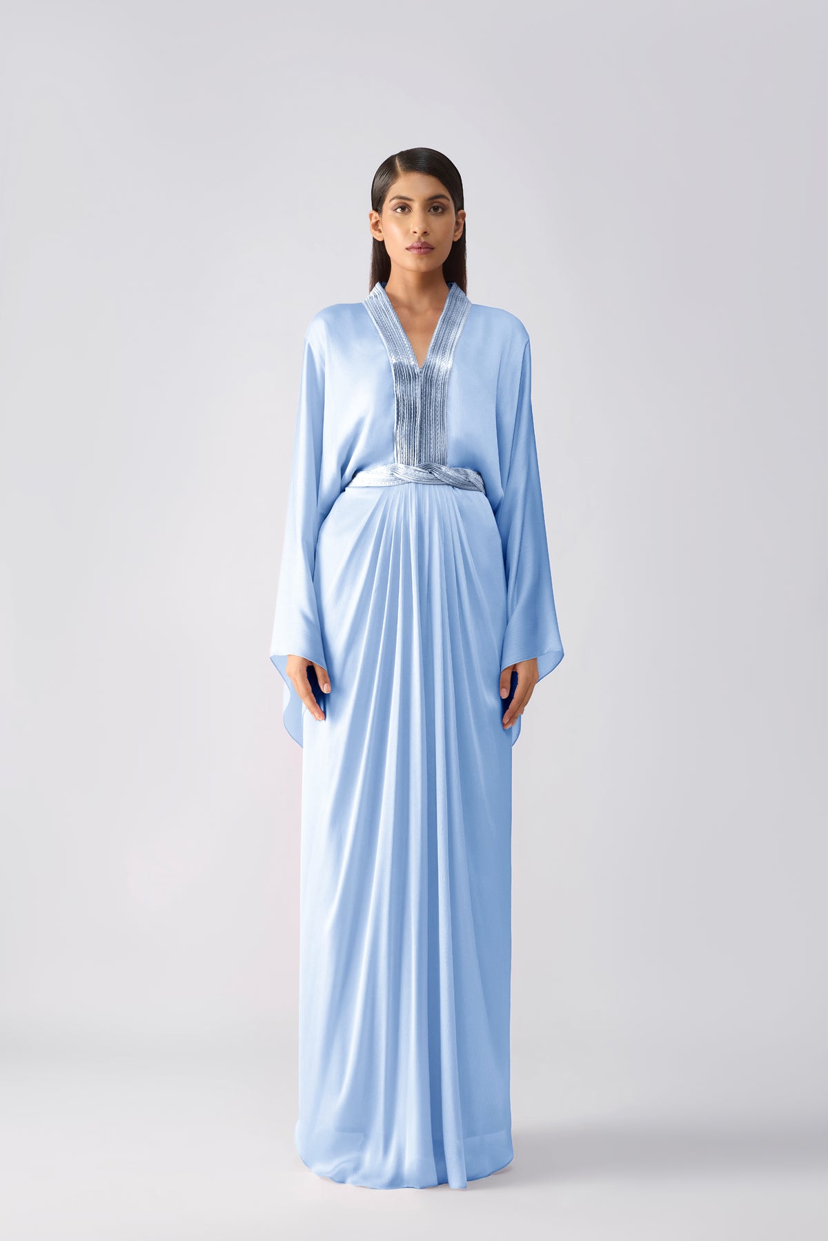 Metallic Micro Pleated Layered Dress