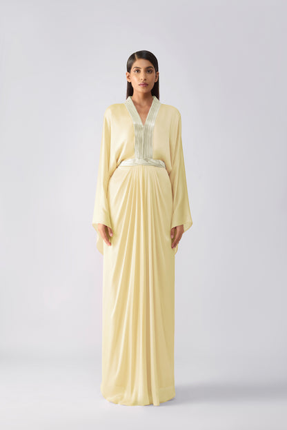 Metallic Micro Pleated Layered Dress