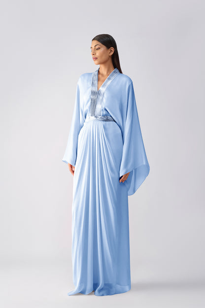 Metallic Micro Pleated Layered Dress