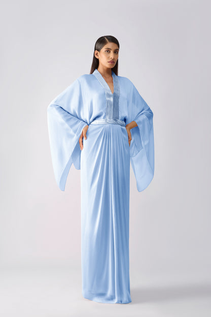 Metallic Micro Pleated Layered Dress