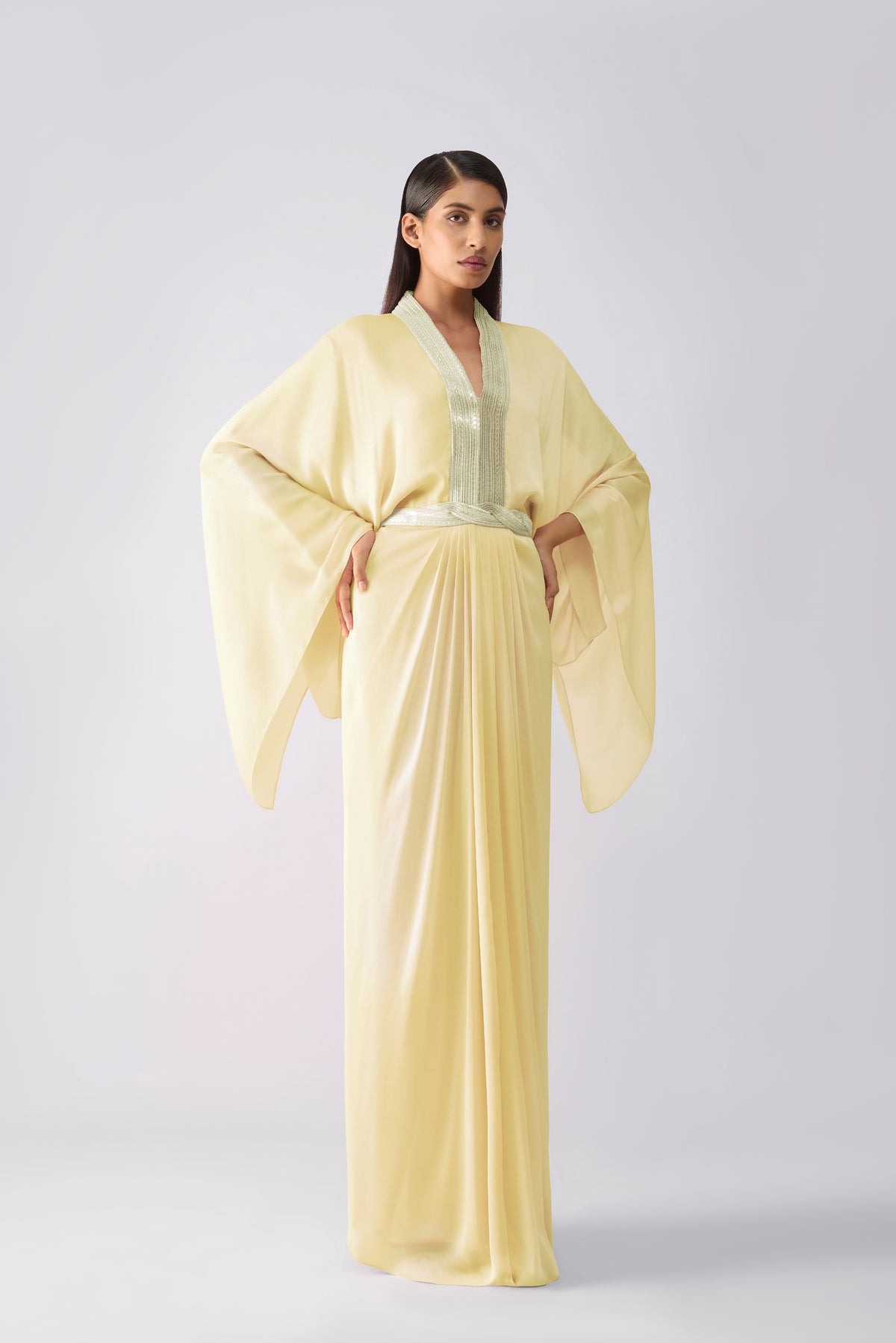 Metallic Micro Pleated Layered Dress