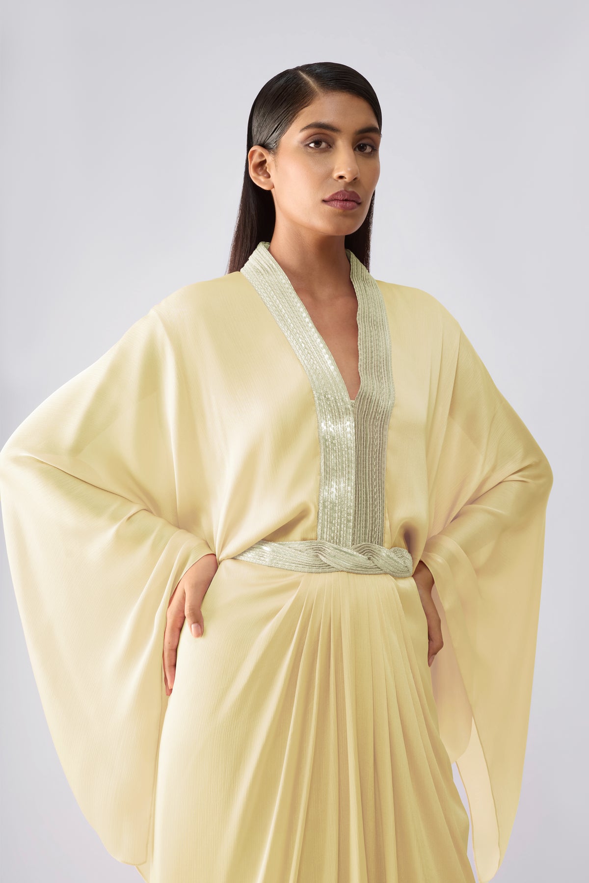 Metallic Micro Pleated Layered Dress