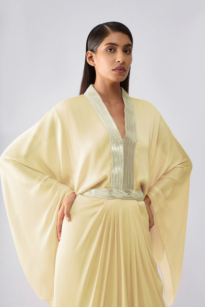 Metallic Micro Pleated Layered Dress
