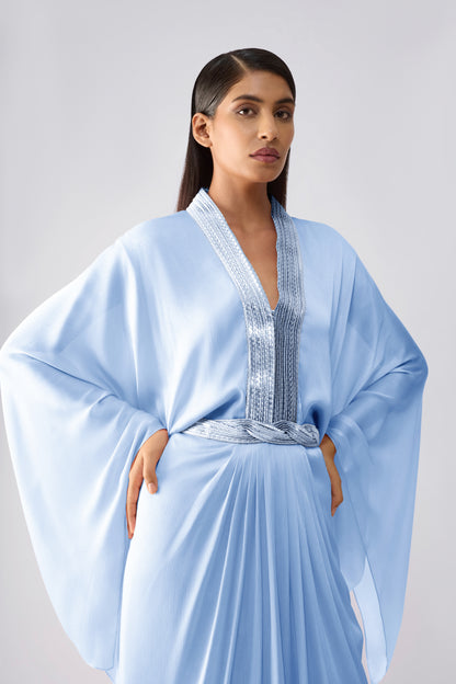 Metallic Micro Pleated Layered Dress