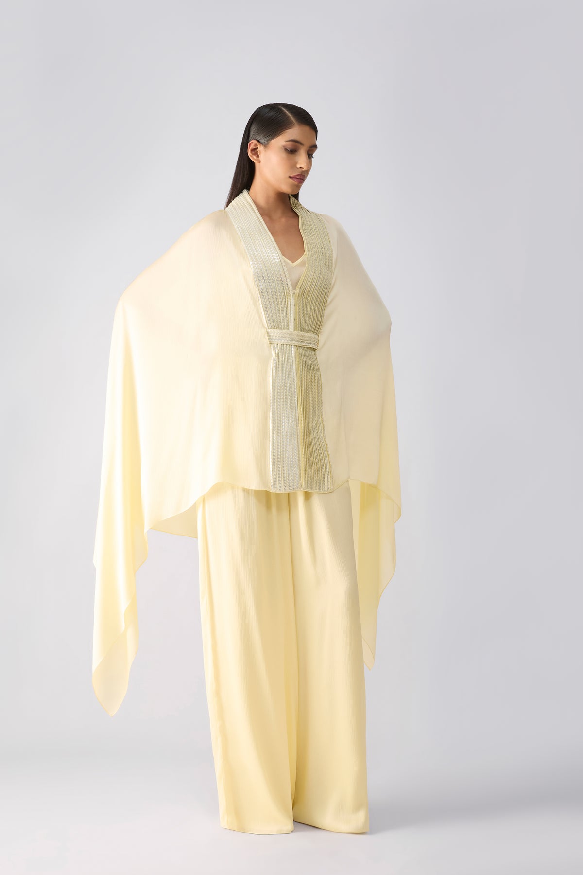 Metallic Structured Cape Set