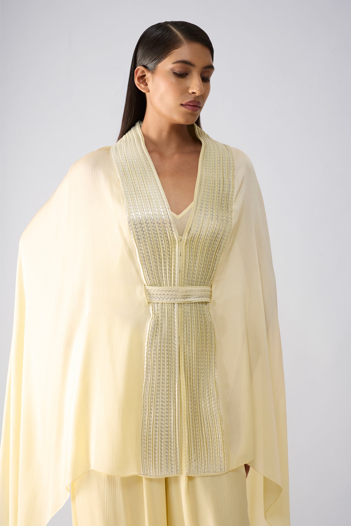 Metallic Structured Cape Set