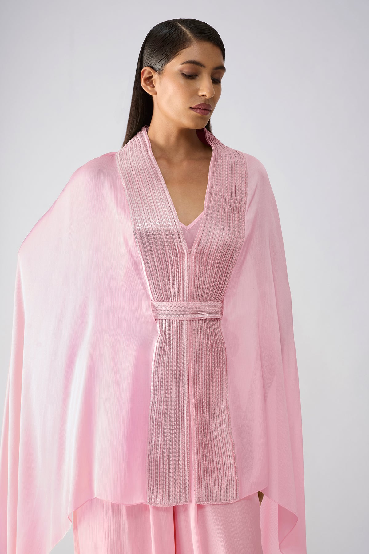 Metallic Structured Cape Set