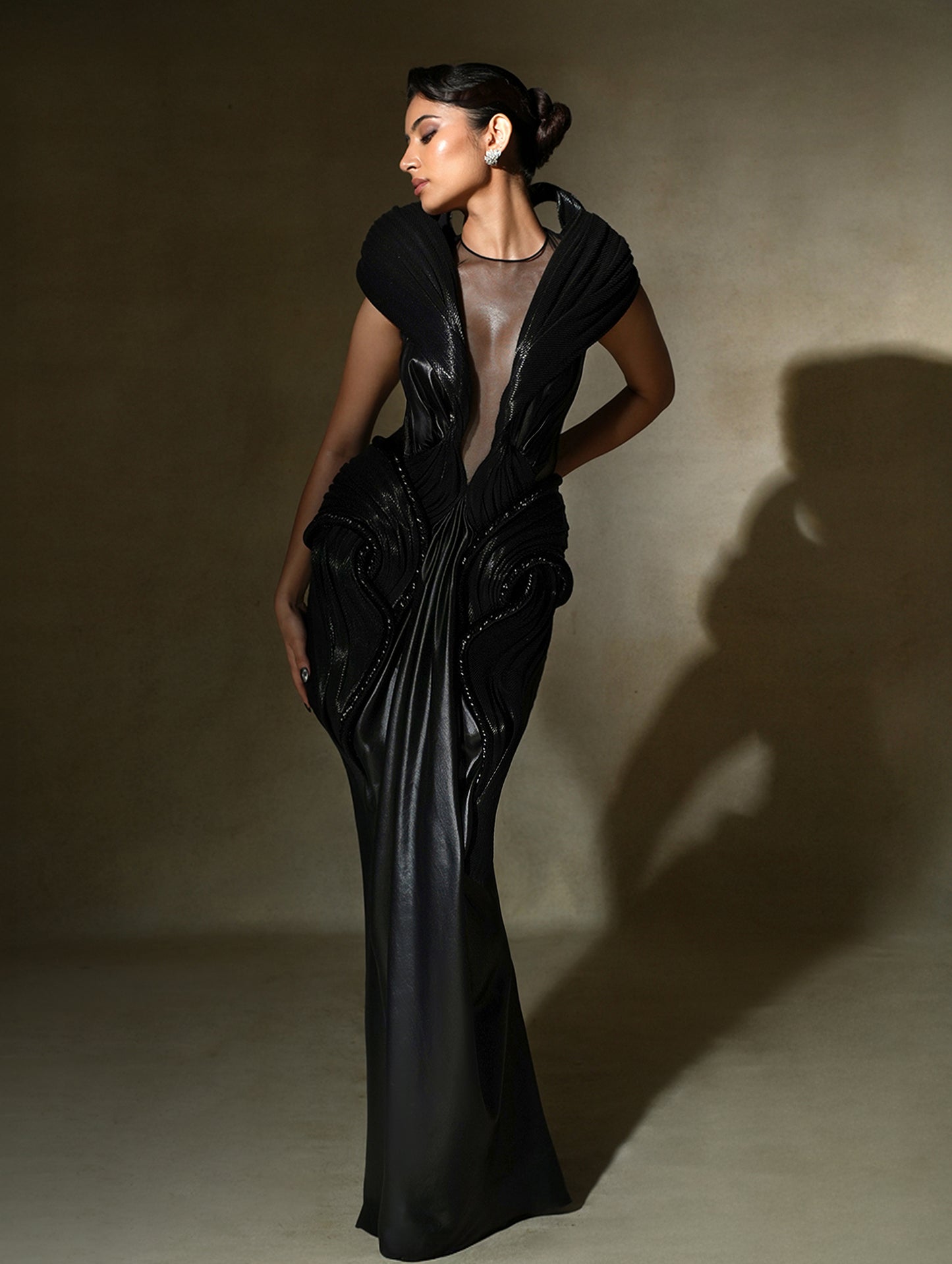 Sara Arjun in Moulded Hand-Woven Textile Gown