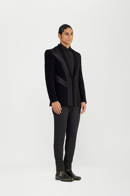 Strata Micropleated Tuxedo Set In Satin Crepe