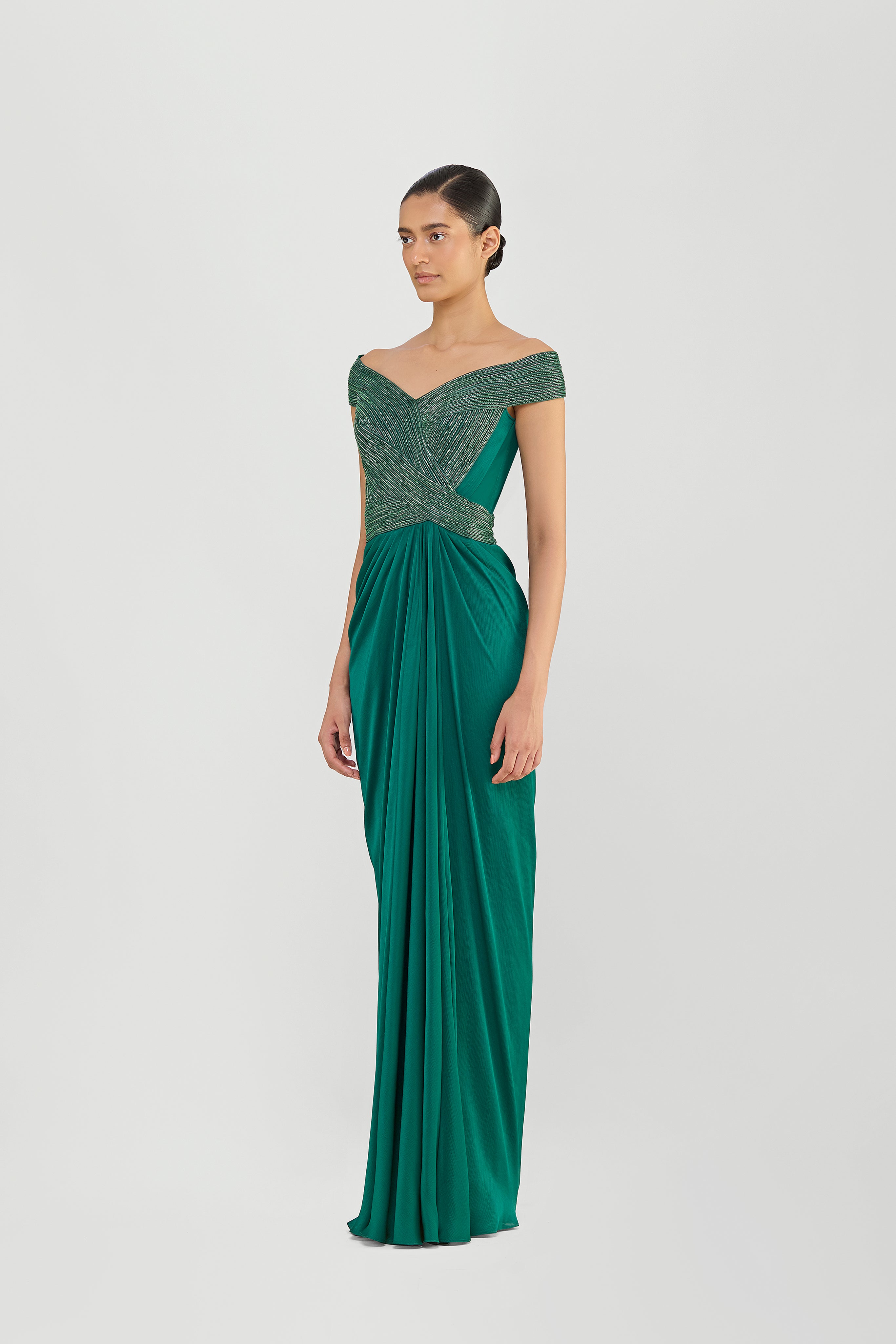 Moulded Gown With A Chiffon Drape