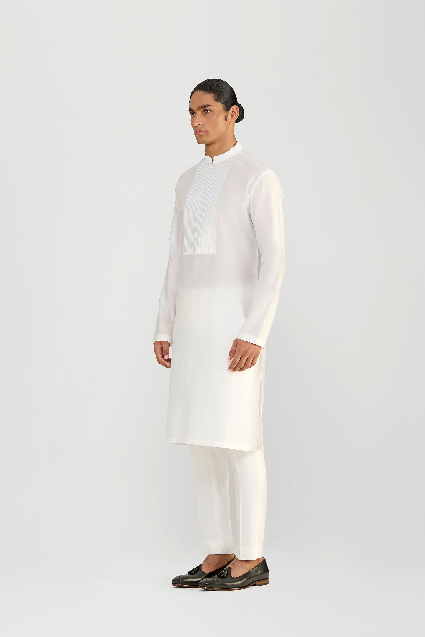 Metallic Micropleated Chanderi Silk Kurta Set