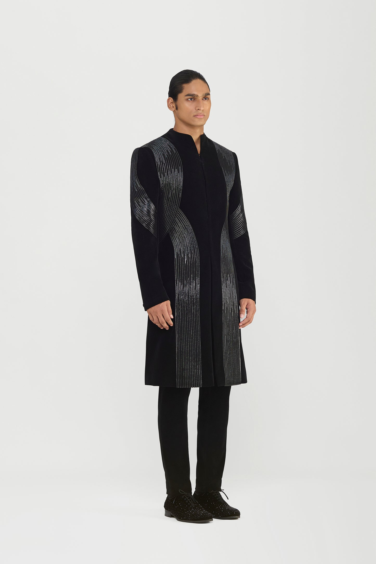 Corded Long Jacket Set In Velvette