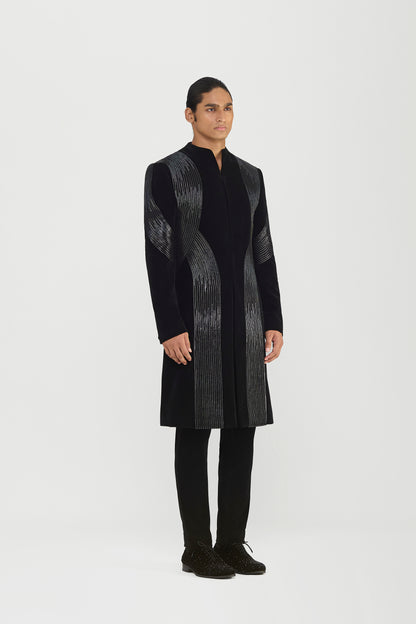 Corded Long Jacket Set In Velvette