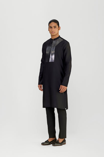 Metallic Micropleated Chanderi Silk Kurta Set