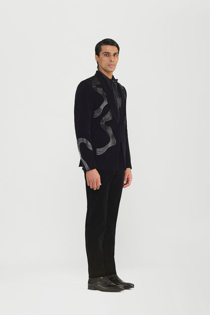 Corded Tuxedo Set With Glass Beads In Velvette