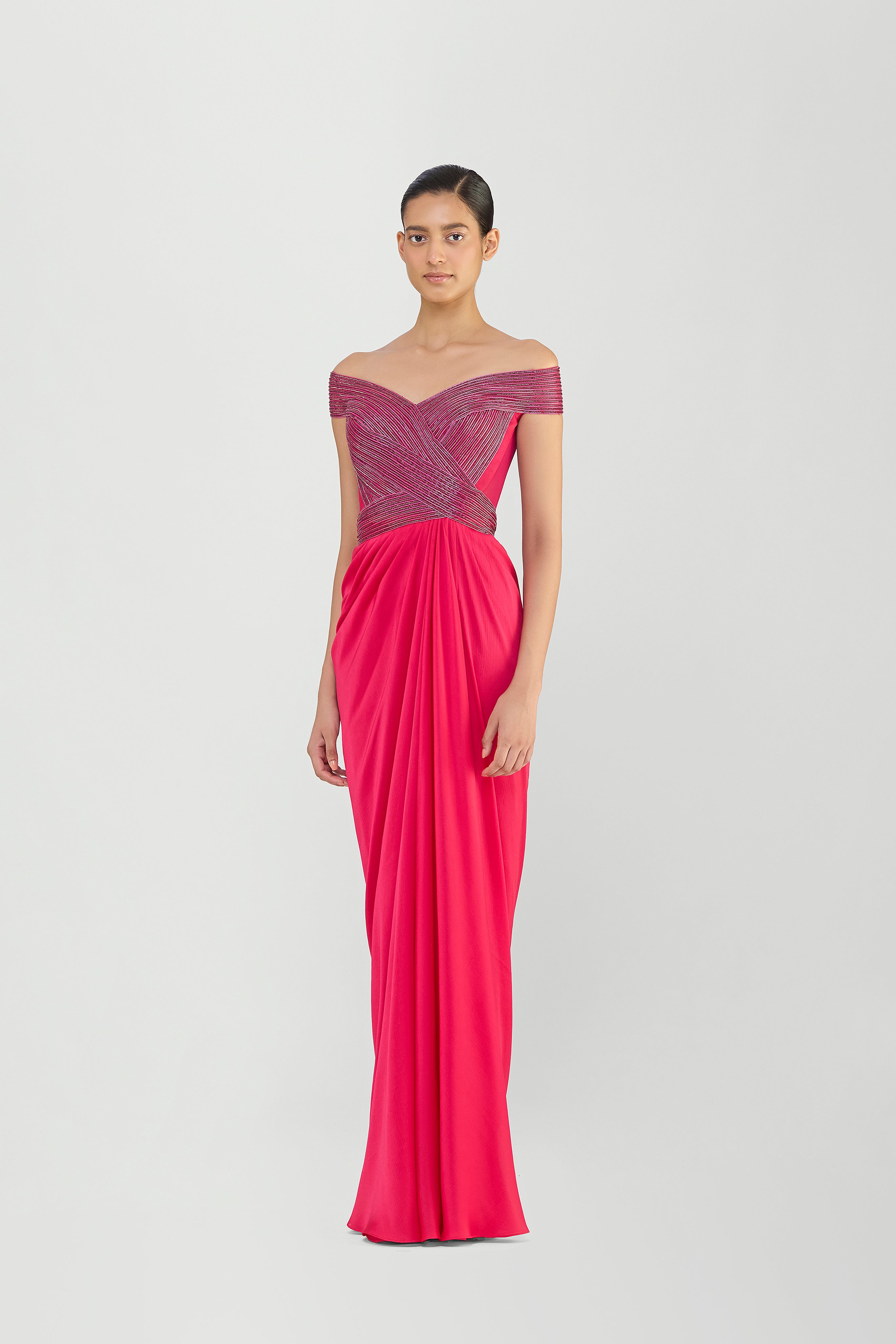 Moulded Gown With A Chiffon Drape