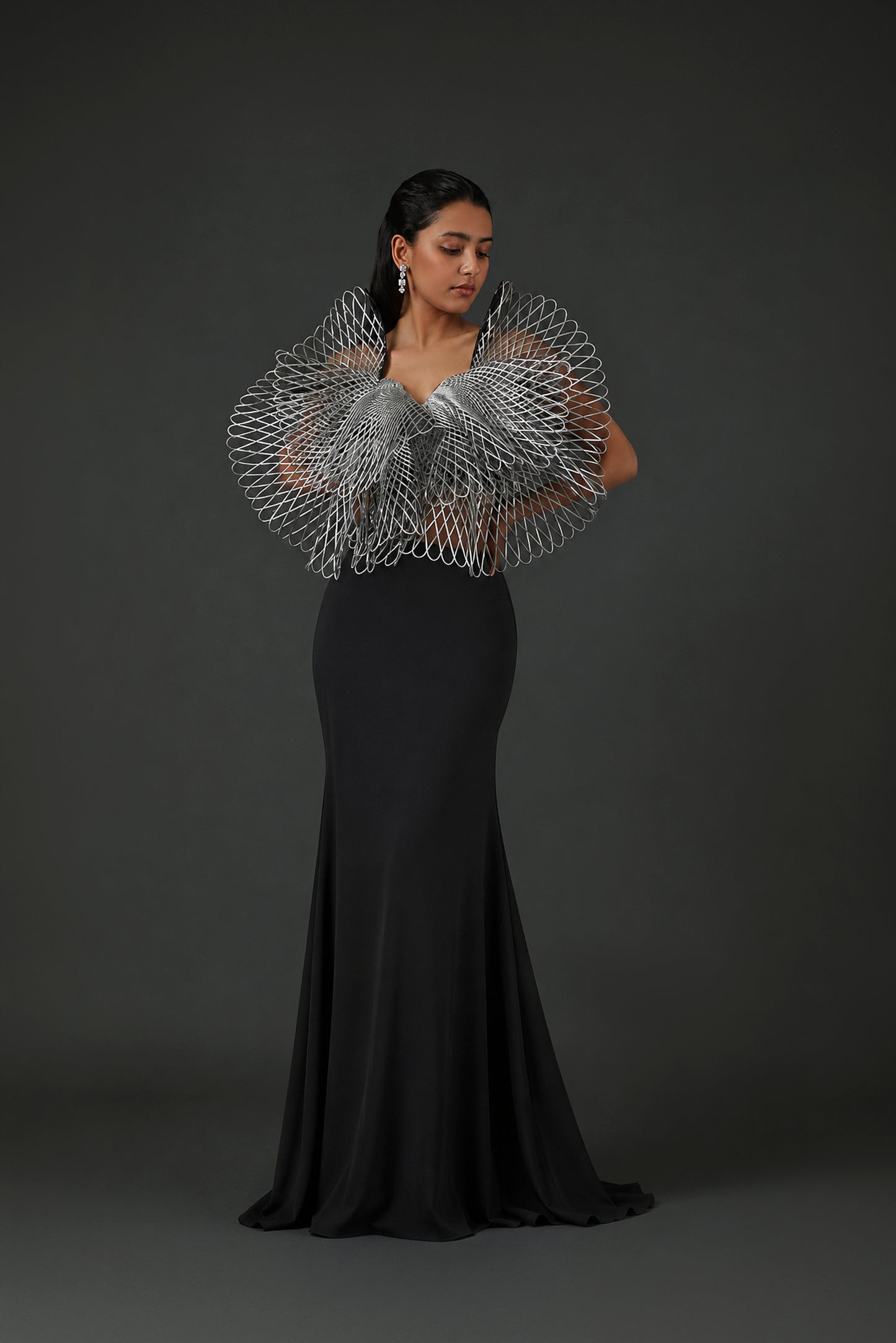 Stretch Crepe Ruffled Dress