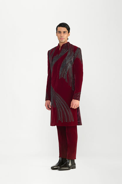 Corded Long Jacket Set In Velvette