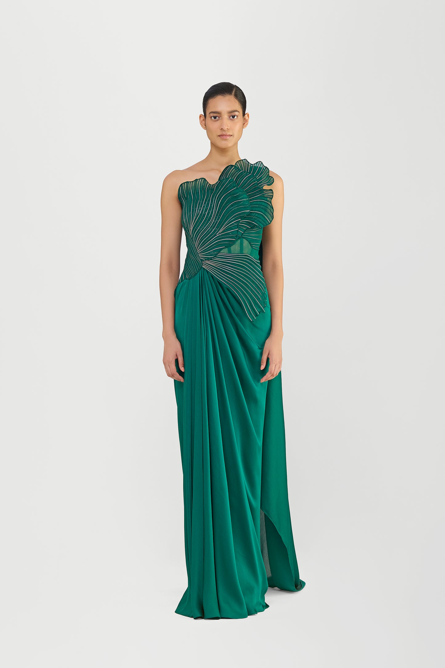 Corded Coral Saree