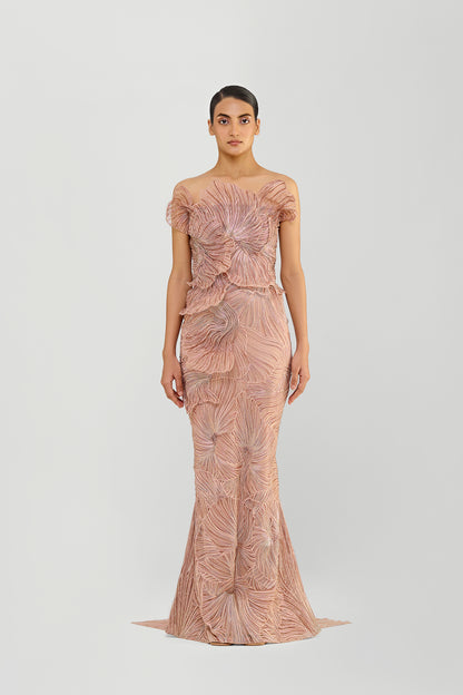 Corded Coral Gown
