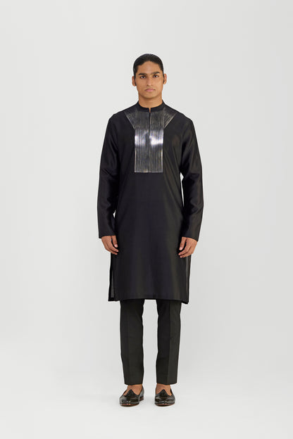 Metallic Micropleated Chanderi Silk Kurta Set