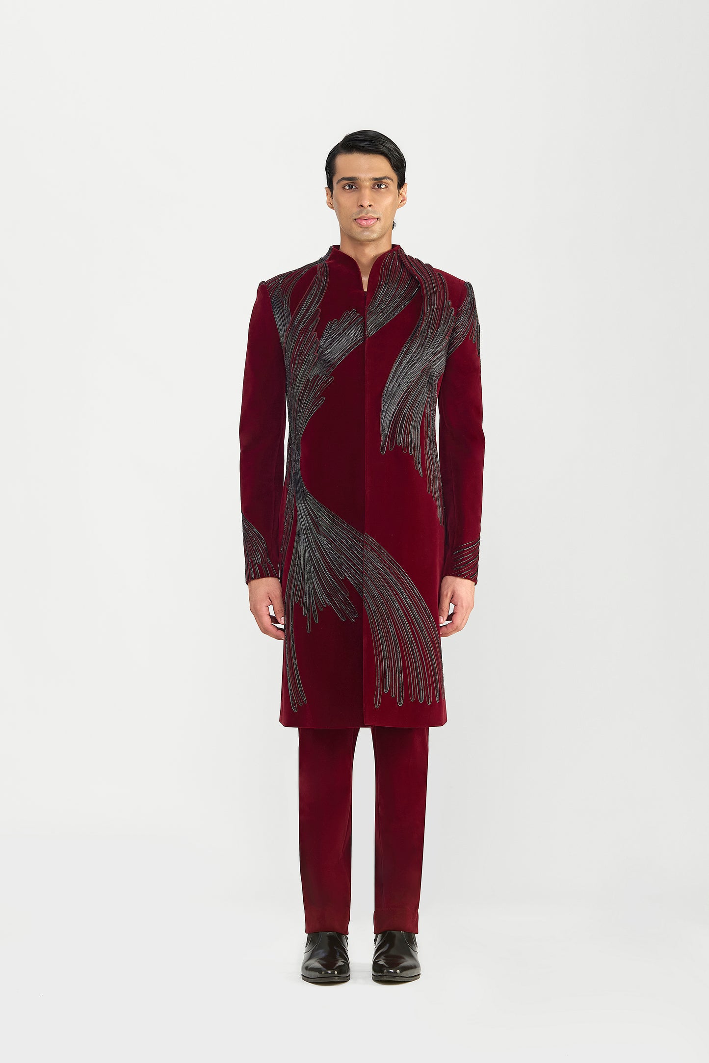 Corded Long Jacket Set In Velvette