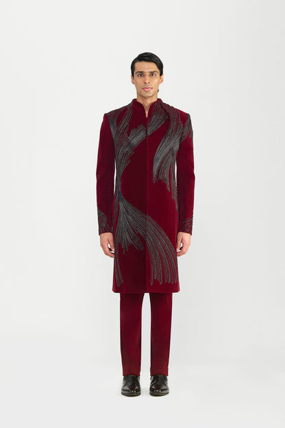 Corded Long Jacket Set In Velvette
