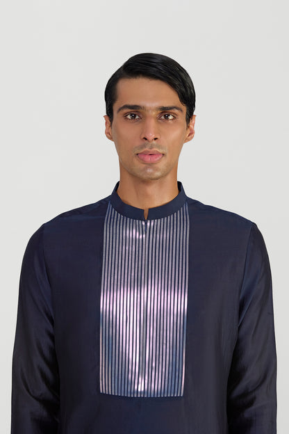 Metallic Micropleated Chanderi Silk Kurta Set