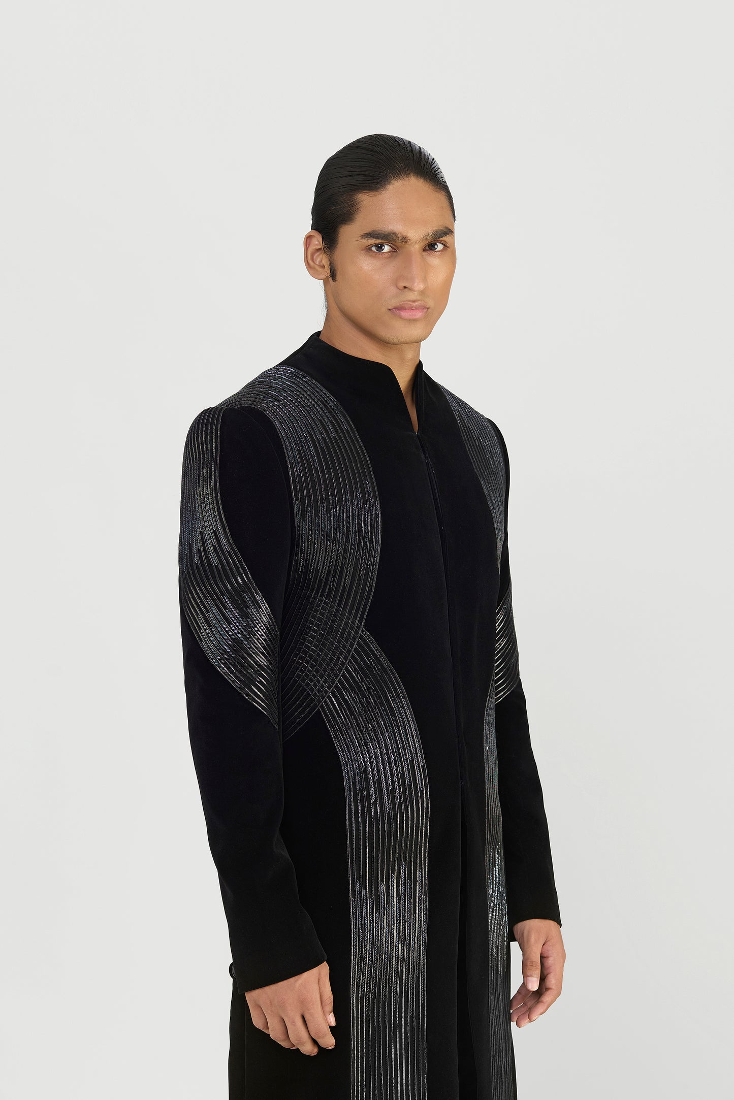 Corded Long Jacket Set In Velvette