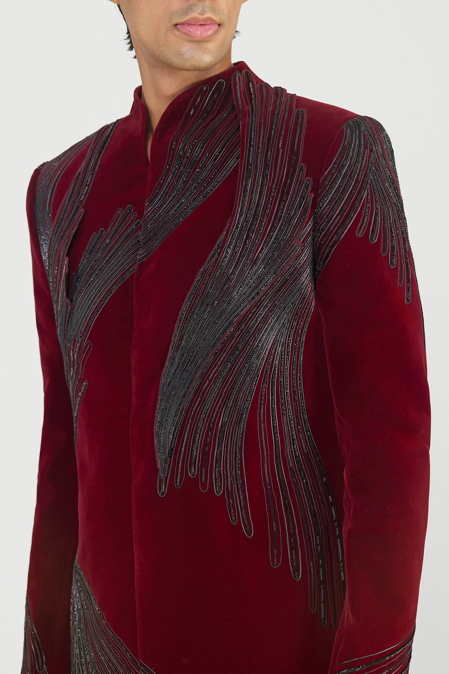 Corded Long Jacket Set In Velvette