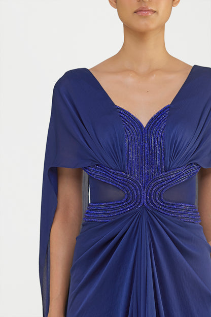Crystalvein Chiffon Draped Gown With Wings