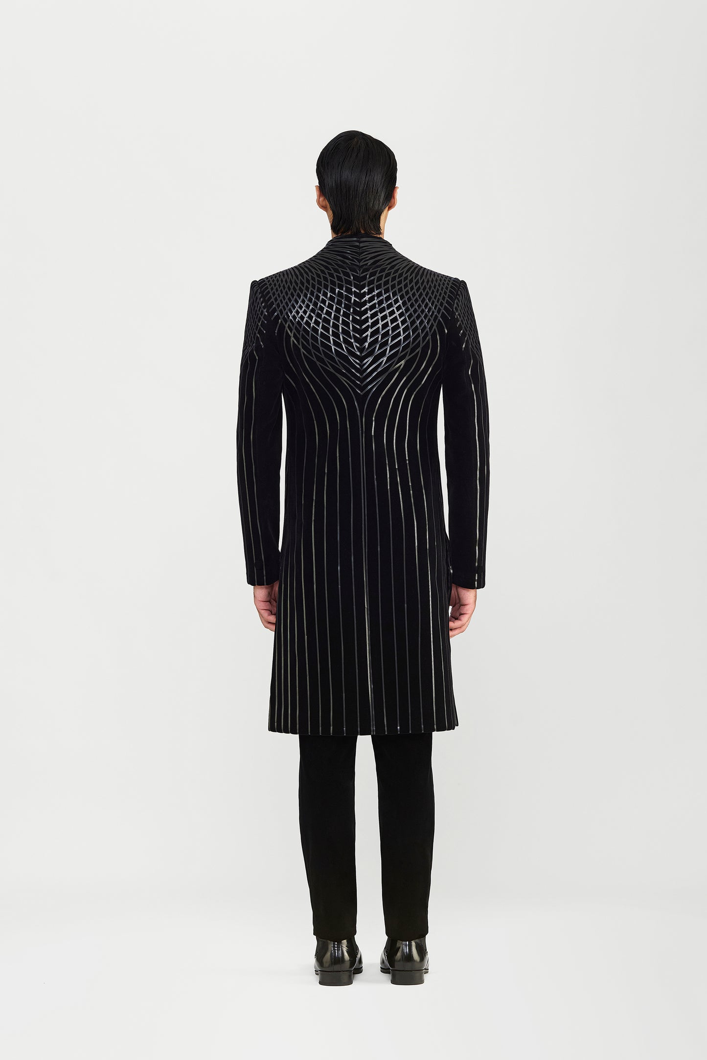 Metallic Long Jacket Set In Velvette