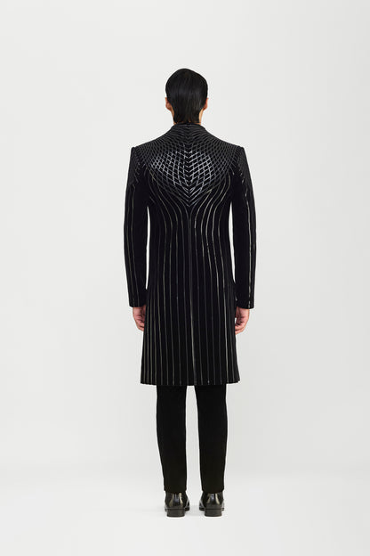 Metallic Long Jacket Set In Velvette